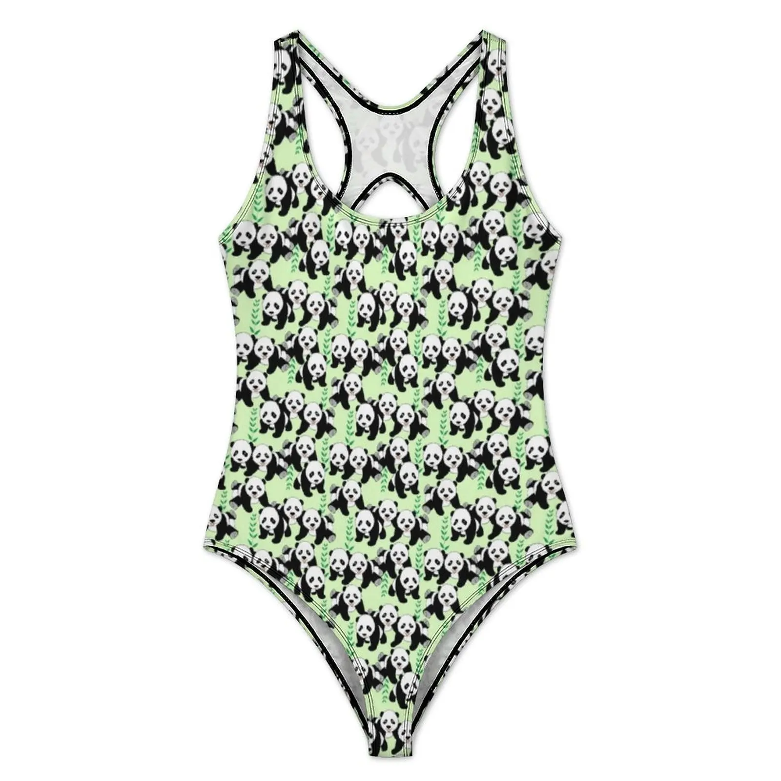 Panda Bears Print Swimsuit Sexy Animal Design One Piece Swimwear Push Up Bodysuit Classic Holiday Swim Bathing Suits