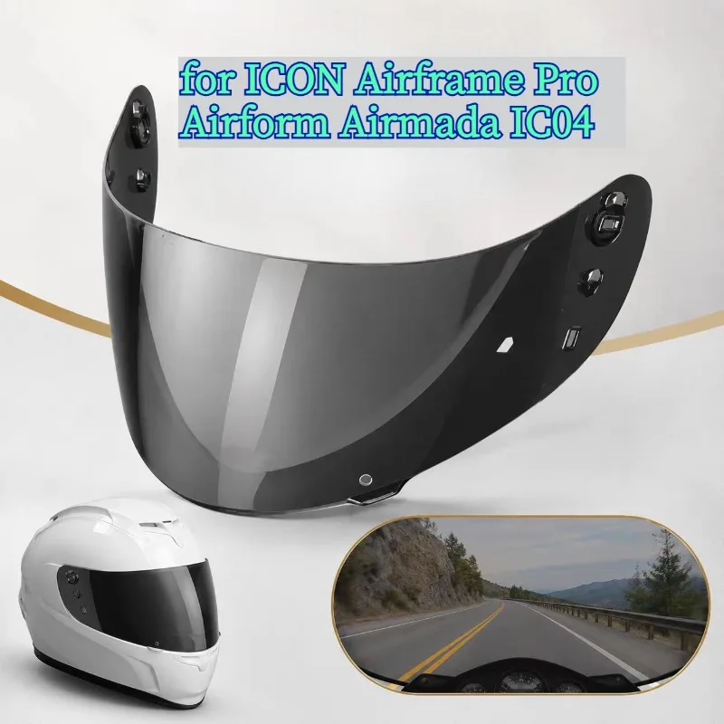 Suitable for ICON Airframe Pro Airform Airmada IC04 Helmet Visor, Windproof, Clear Vision, High Quality, UV Protection