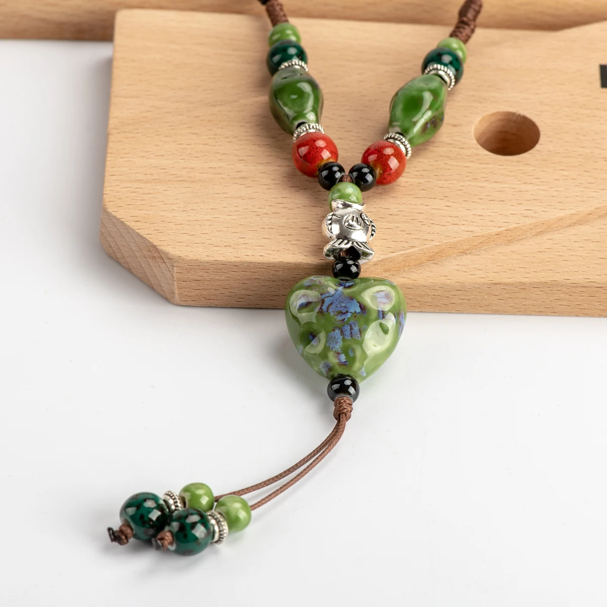 Heaert Sharp Ceramics bead Necklace for girl On sale Antique vintage ceramic beads women necklaces #IY262