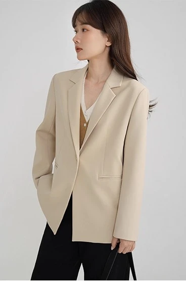 سترة نسائية كلاسيكية فضفاضة تناسب سترة أنيقة للخريف معطف مكتب غير رسمي ملابس خارجية كلاسيكية لملابس العمل أسلوب الموضة الأنيق #4