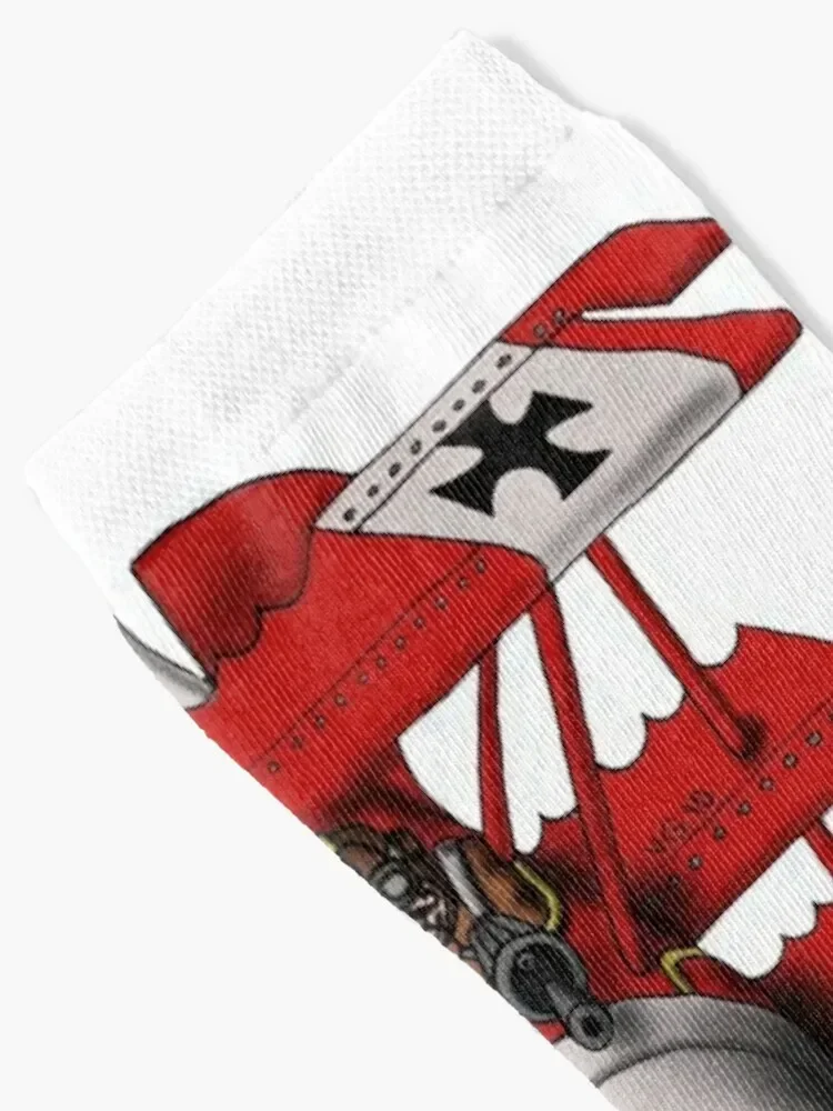 Red Baron airplane funny cartoon Socks custom golf bright garter Non-slip Men Socks Women's