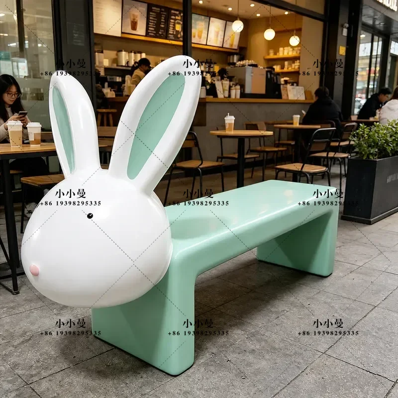 Fiberglass Cartoon Animal Seat Outdoor Commercial Street Leisure Bench Shopping Mall Decorative Stool for Public Spaces