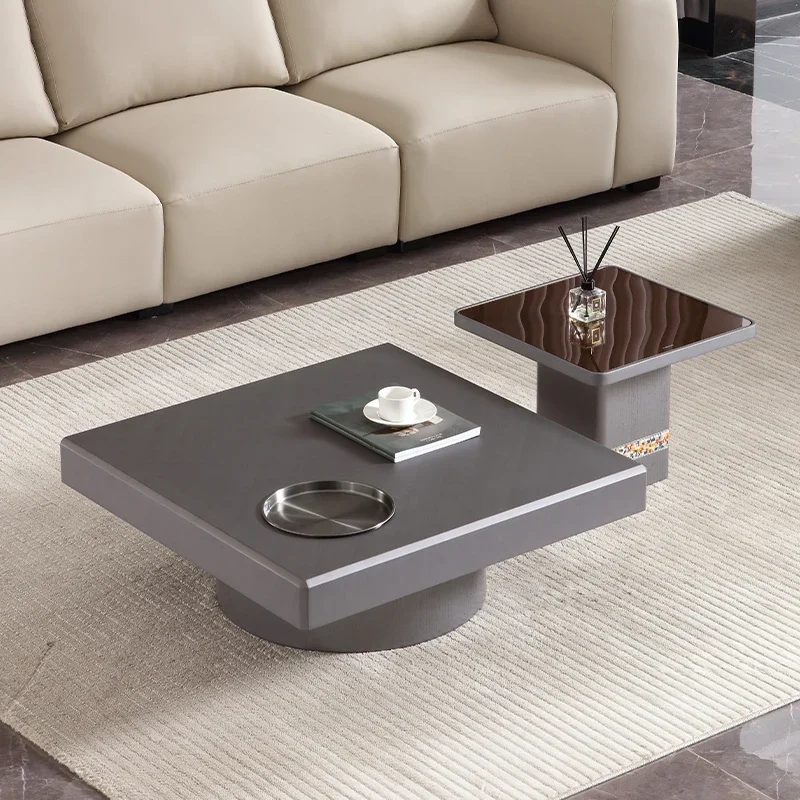 

# The Latest Glass Coffee Table Combination Gloss Gun Copper Center Table Can Be Stretched Square Veneer