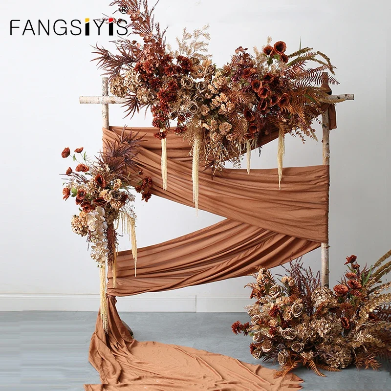 

Artificial Retro color Rose Wedding Backdrop Wall Hanging Floral Arrangement Arch Flowers Row Party Event Floor Props ornament