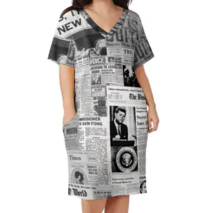 Plus size newspaper print dress hotsell