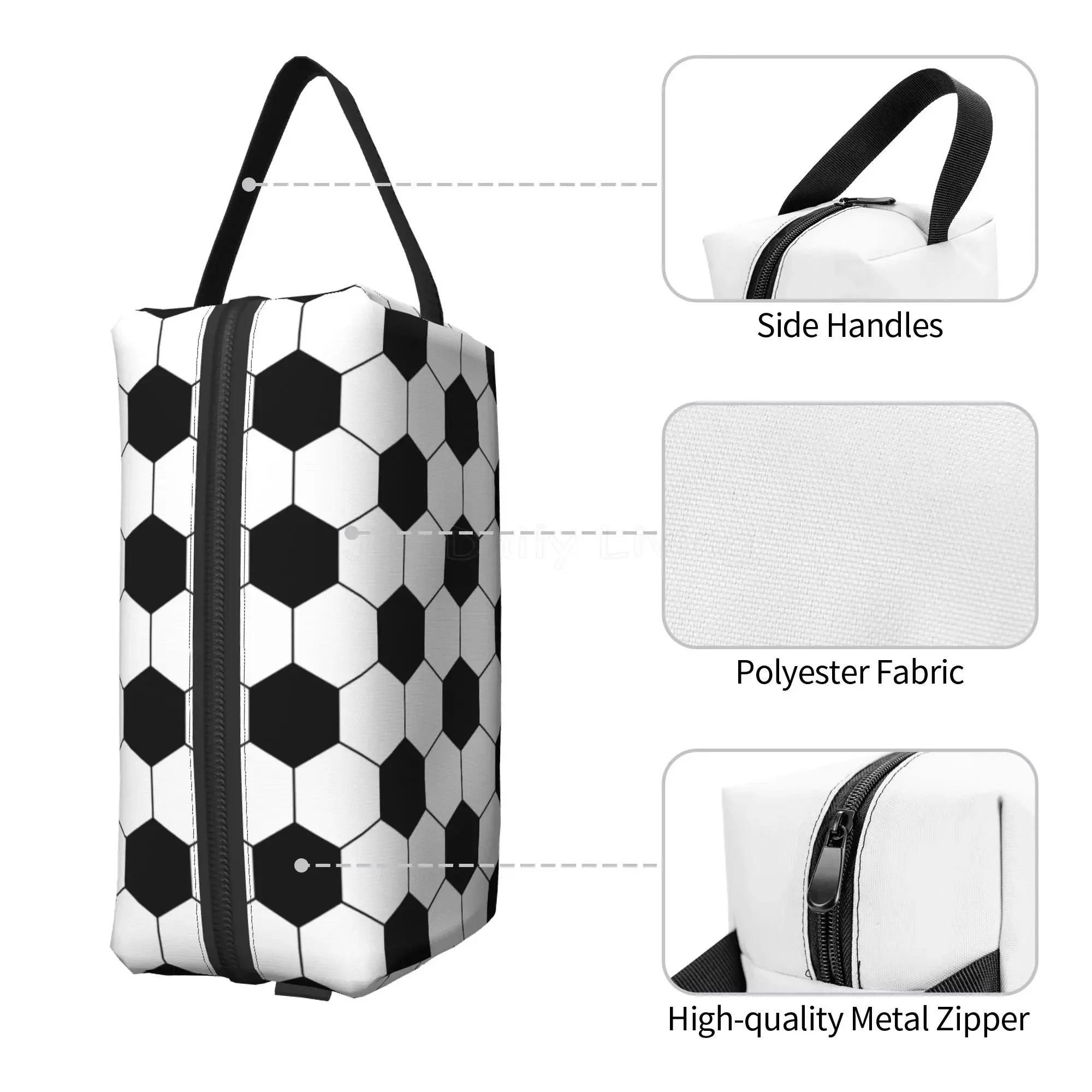 Soccer Ball Large Capacity Travel Storage Bags Football Cosmetic Bag for Women Men Waterproof Makeup Bag with Handle Strap