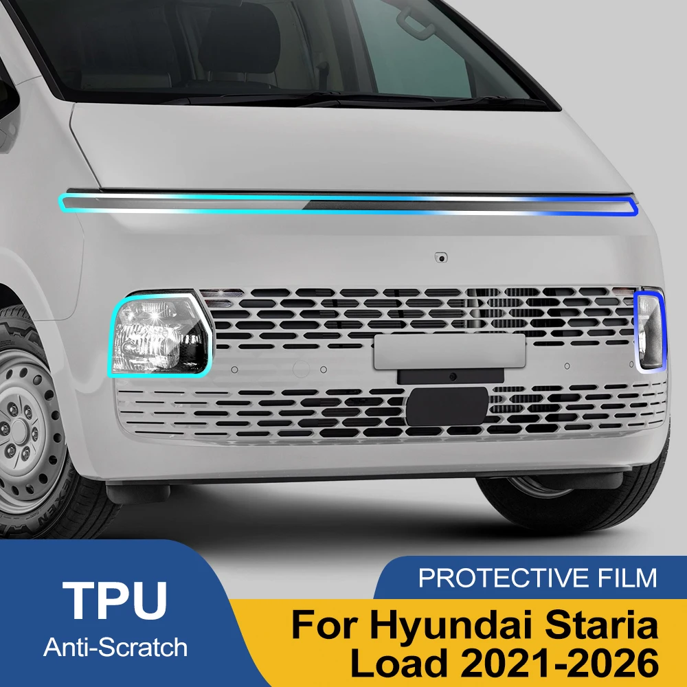 

Премиальная глянцевая защитная пленка из ТПУ цвета дымчато-черный для фар Hyundai Staria Load 2021-2026, предварительно вырезанная, антицарапийная пленка PPF