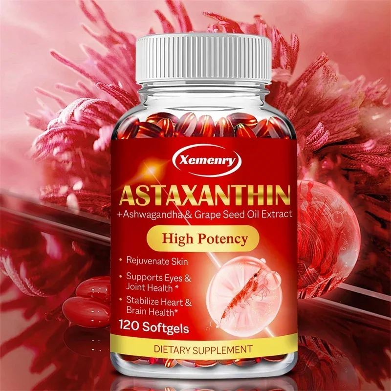 Astaxanthin Softgels 24mg - Support Skin, Eye, Joint Health, Anti-oxidation, Relieve Eye Fatigue, Enhance ImmunitySupplements