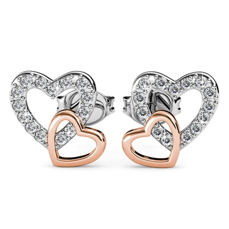 

Daisini 925 Sterling Silver Exquisite Heart Shape Stud Earrings for Women Girls Lovely Exquisite Fine Jewelry Ear Piercing Gifts