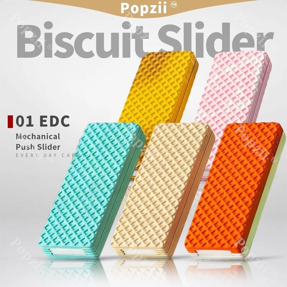 

01edc Stainless Steel Slider Food Wafer Biscuit Push Slider Random Color Stress Relief Cool Gadget Anxiety Toys Fidgets Slider