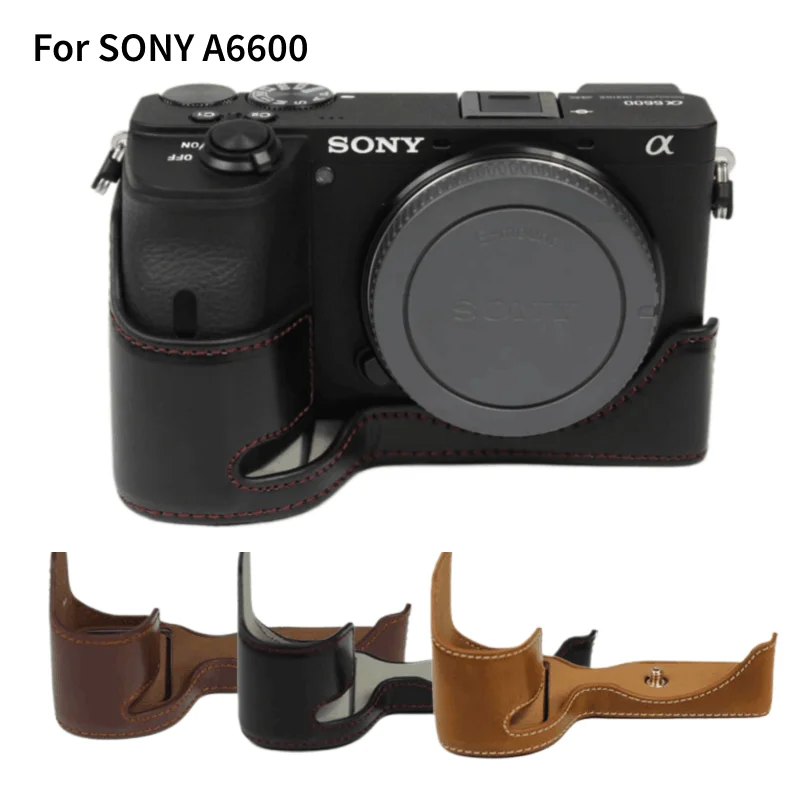 Half Body Skin A6600 Camera Bottom Case For Sony A6600 ILCE-6600 Protective PU Leather Shell Cover