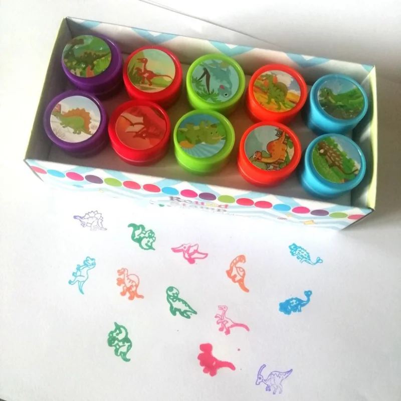 10 Stuks Speelgoed Dagboek Stempel Marine Animal Dinosaurus Stempel Leuke Kinderen Cartoon Fun Stempel