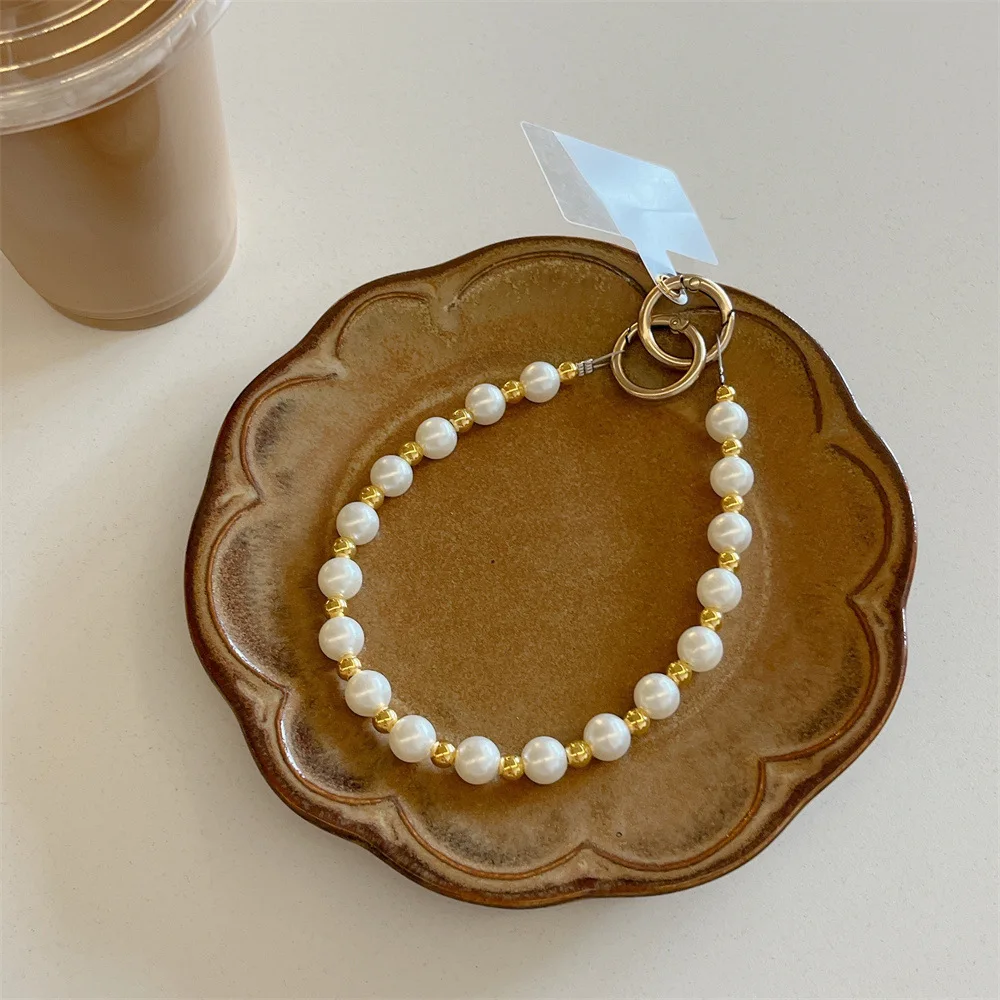 

Жемчужно-белая подвесная цепочка с бантом для лета, защита от падения, аксессуар для ношения через плечо, подходит для чехлов Samsung и iPhone