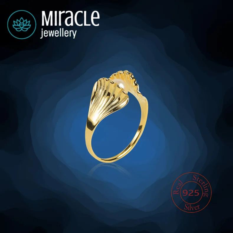 

Miracle, стерлинговое серебро 925, оригинальный дизайн, Huai Zhu, жемчужный элемент ракушки, простое универсальное женское открытое кольцо во французском стиле