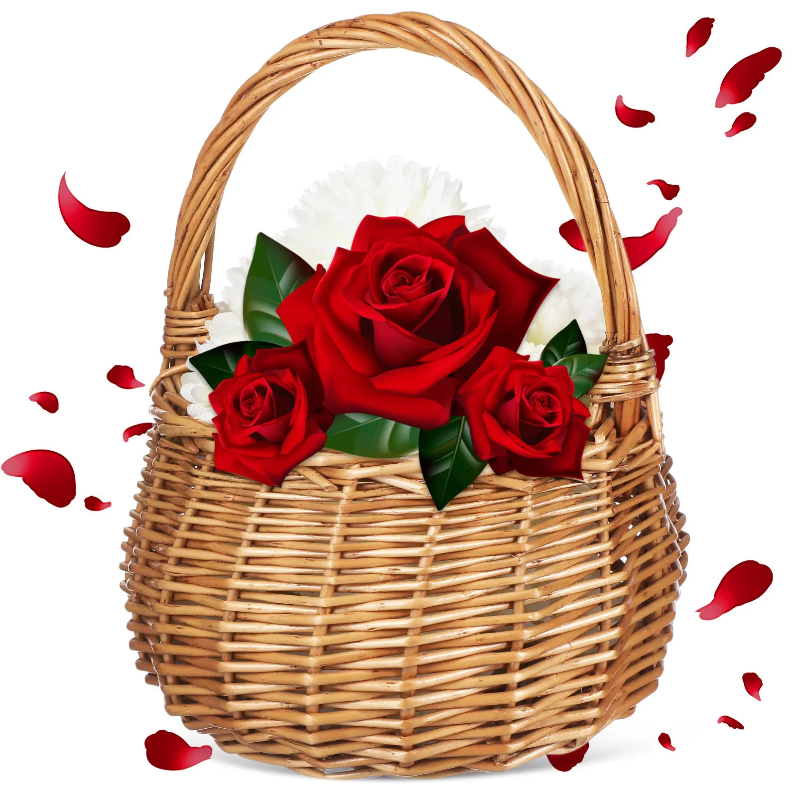 

Свадебная цветочная корзина, плетеная вручную, для лепестков, конфетти, сувениров, декора дома, сада или магазина