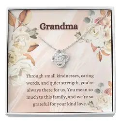 Zircon Lucky Clover Pendant Stainless Steel Necklace + Gift Box + Card Gift For Grandma Birthday Mother's Day
