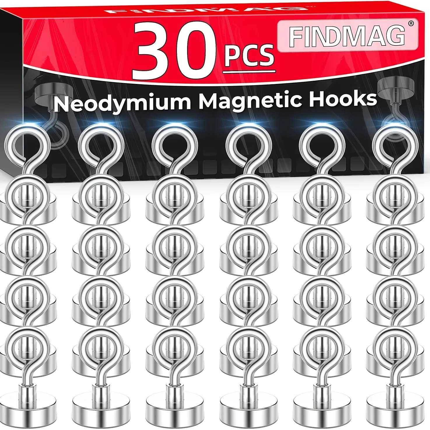 Magnetic Hooks, N52 Grade Magnets Heavy Duty with Hook, Sheep Eye Magnetic Hooks for Cruise, Locker Accessories, Office