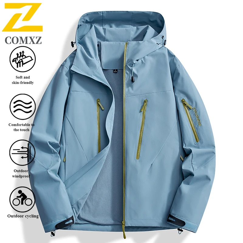 

EiAO Jacket Couple's Taped Seam Spring Autumn Waterproof Windproof Outdoor Coat with Zippered Pockets for Hiking Camping Fishing