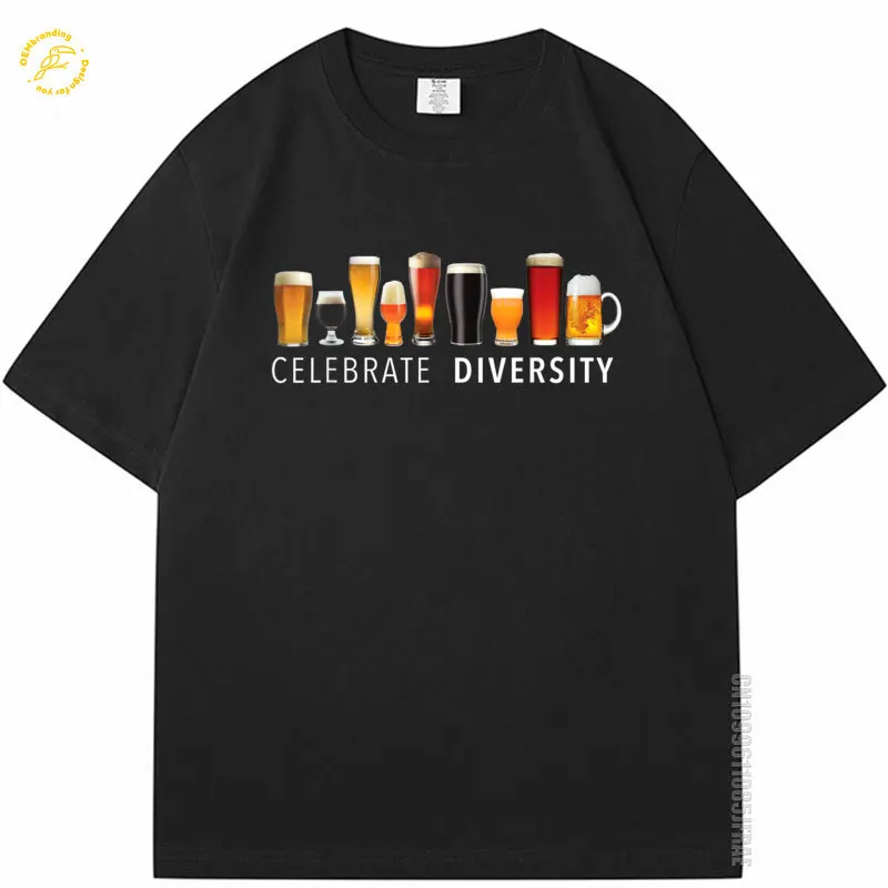 

Celebrate Diversity Craft Beer Drinking Oversized T-Shirt Men's Clothing Cotton T Shirt Adult Fun Top Shirts 2025 Hot Tee O-Neck