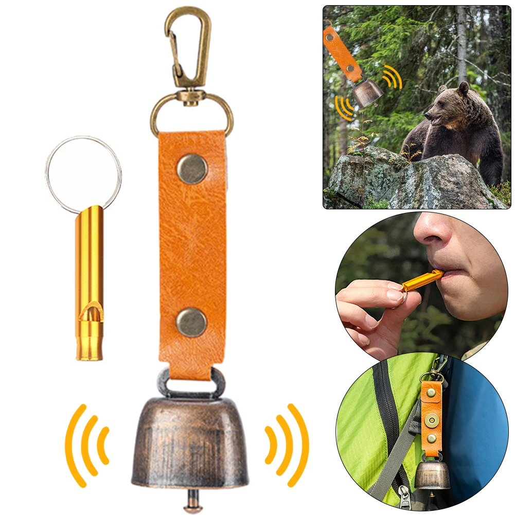 Campana de oso ruidosa con silbato de emergencia con silenciador magnético, campana de oso colgante, equipo de emergencia para acampar al aire libre y senderismo