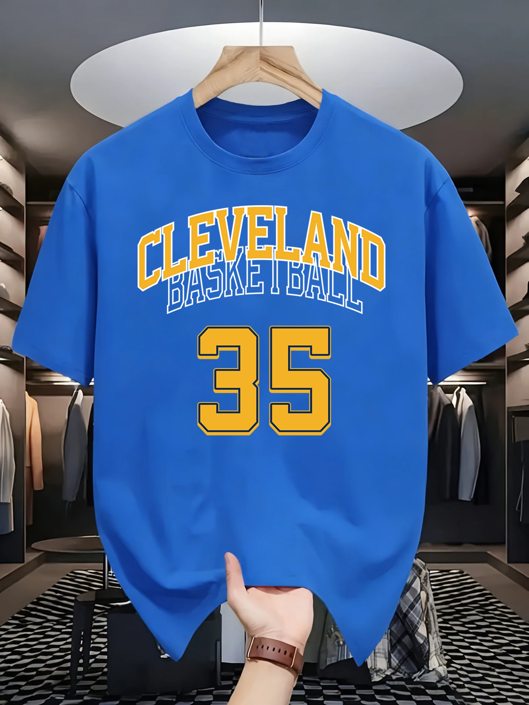 Cleveland Basketball 35 Man Retro T-Shirts Baumwoll-T-Shirt Sommerkleidung Lockere Mode Kurzarm Unisex All-Match Streetwear