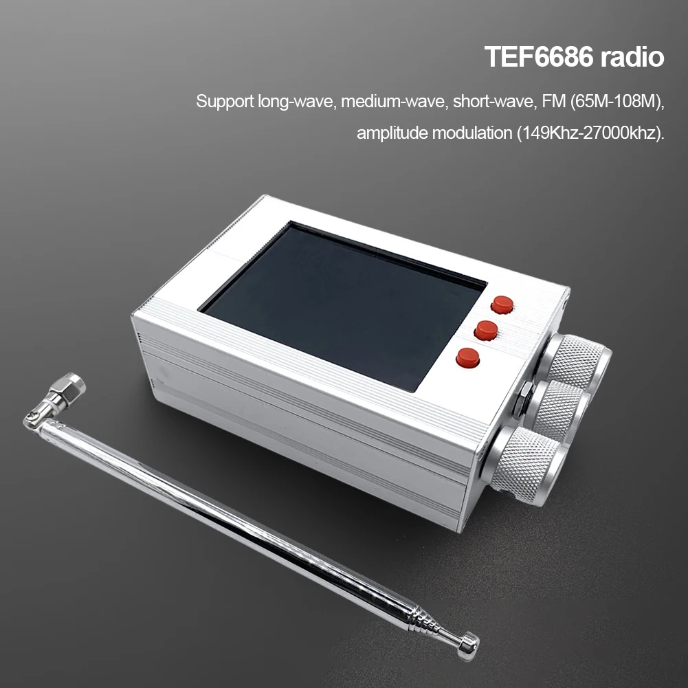 TEF6686 All Band Radio Receiver With Telescopic Antenna 2 Inch LCD Screen Portable Digital Radio 3000mAh for SW MW LW FM AM