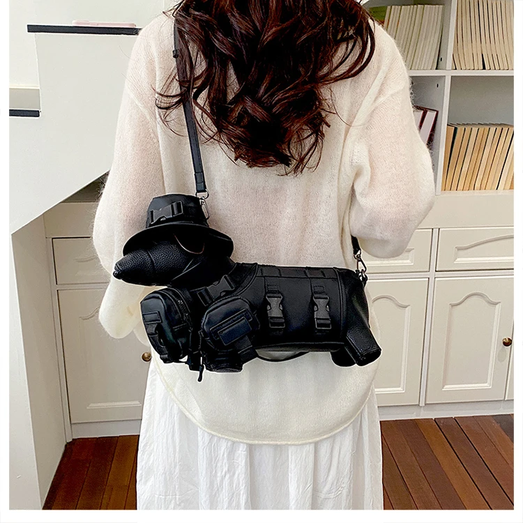 2026 Novelty 3D Dachshund Shaped Bag for Women with Mini Hat Buckle Design Cartoon Crossbody Streetwear Fashion Shoulder Purse
