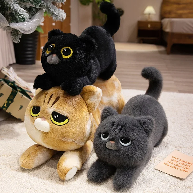 40-75 cm süße schwarze Katze Plüschtier Puppe Kawaii große kuschelige Kissen Kissen Ins schwarze Katze Plüschtier Puppe für Jungen Mädchen Geburtstagsgeschenke