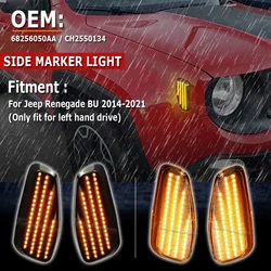 2Pcs LED Dynamic Turn Signal Light For 2014-2021 Jeep Renegade Side Mirror Blinker Arrow Sequential Flasher Repeater Indicator