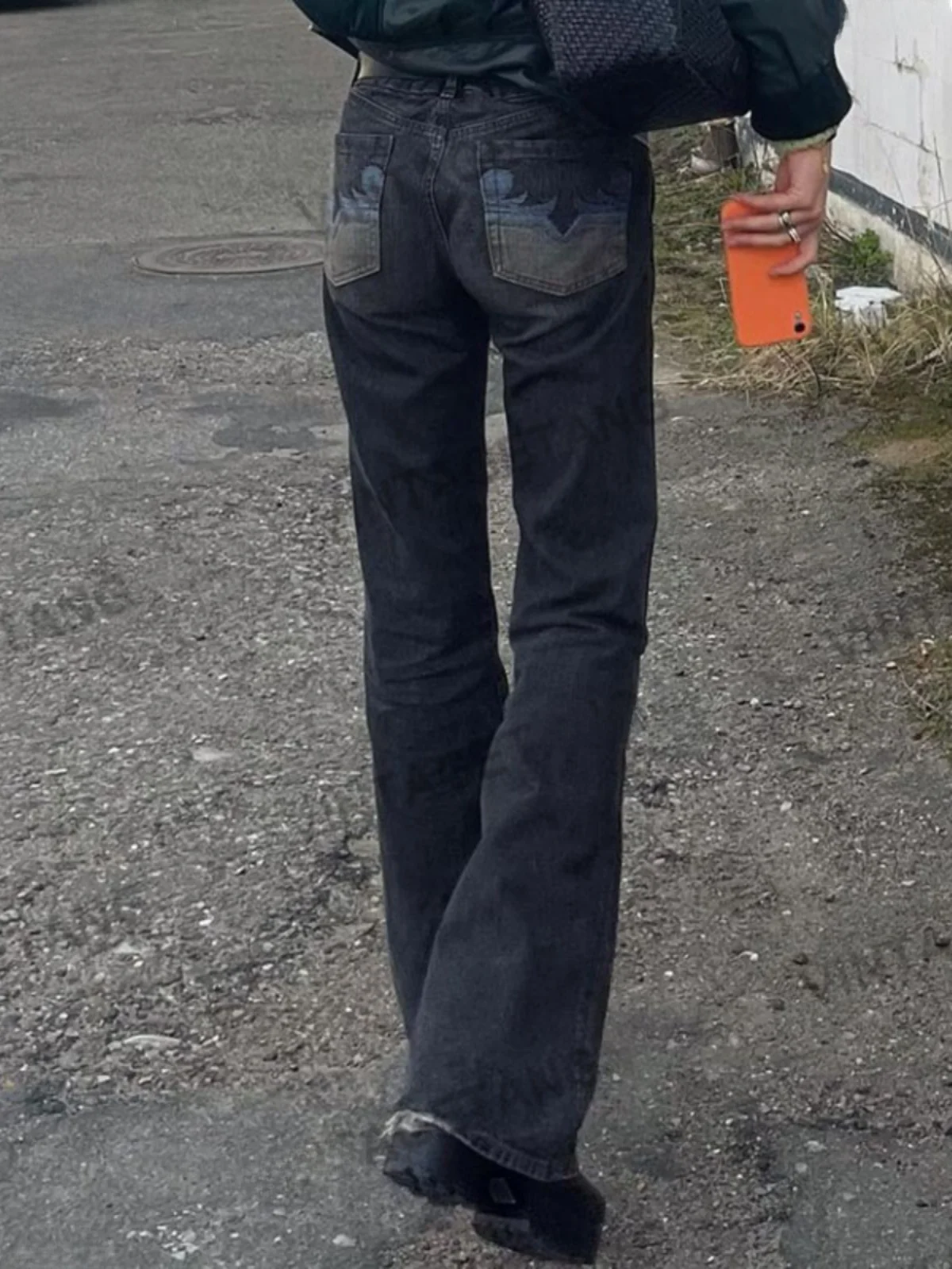 

VintageTang American Sle расклешенные джинсы с высокой талией, женские модные джинсовые брюки Bla ey, весенне-осенние широкие джинсы с высокой талией