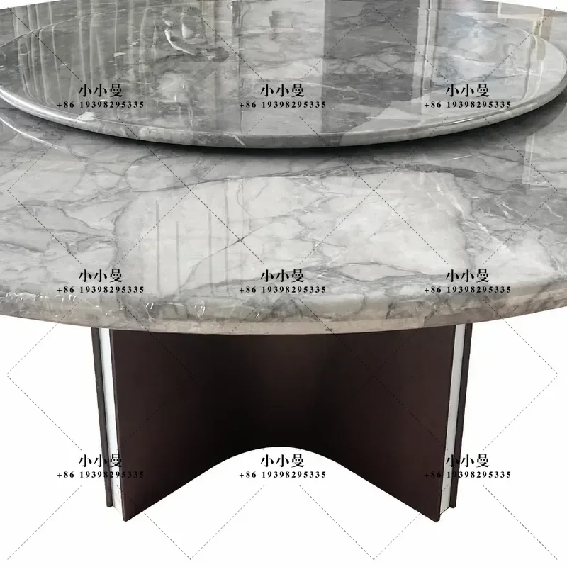 Natural Marble Round Rotating Dining Table Stone Top Custom Coffee Table Furniture Landscape Pattern Home Decor