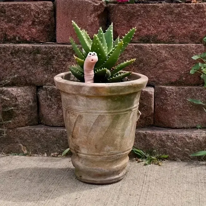 drink me worm resin garden ornament weatherproof halloween indoor outdoor plant decor