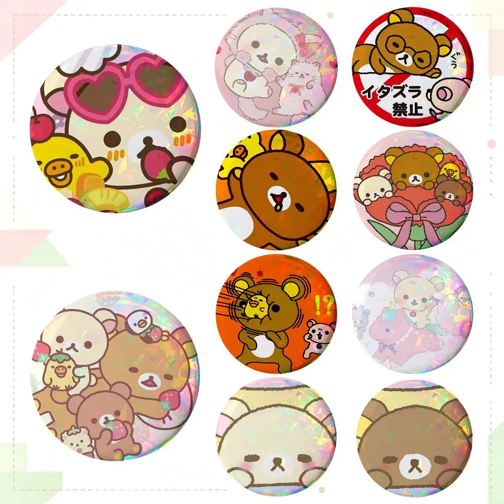 Cute Cartoon R-Rilakkuma Round Badge Lapel Pin Backpack Clothing Jewelry Accessories Gift Brooch
