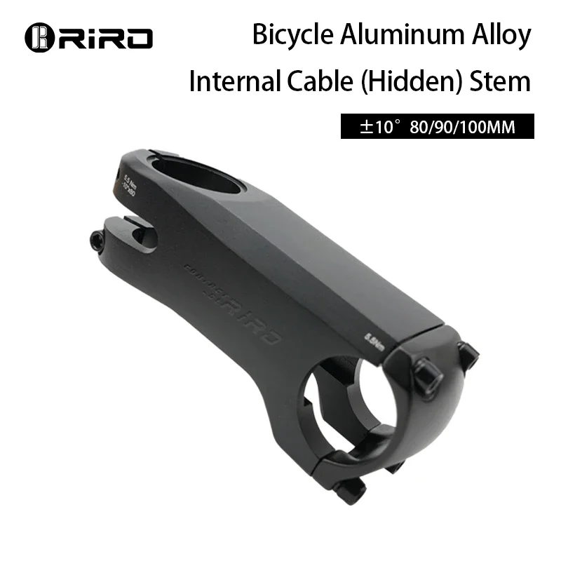Image of RIRO Fahrrad-Vorbau mit versteckter Kabelführung 28,6/31,8 mm, leichter Aluminiumlegierung, geschmiedeter CNC-Vorbau mit Abstandshaltern, interne Kabelführung für Rennräder