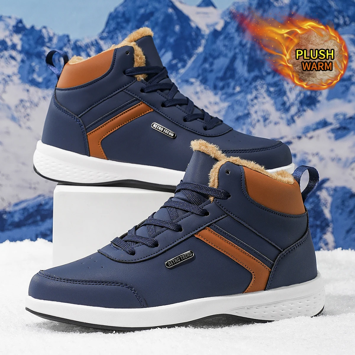 Herren-Sportschuhe in großen Größen mit Plüsch-Innenfutter, Outdoor-Wanderschuhe, bequeme, lässige, modische Trainingsschuhe für Paare – Detail 8