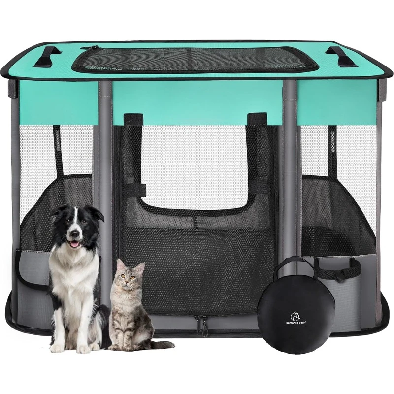 

Dog Playpen,Pet Playpen,Foldable Dog Cat Playpens,Portable Exercise Kennel Tent Crate,Water-Resistant Breathable Shade Cover