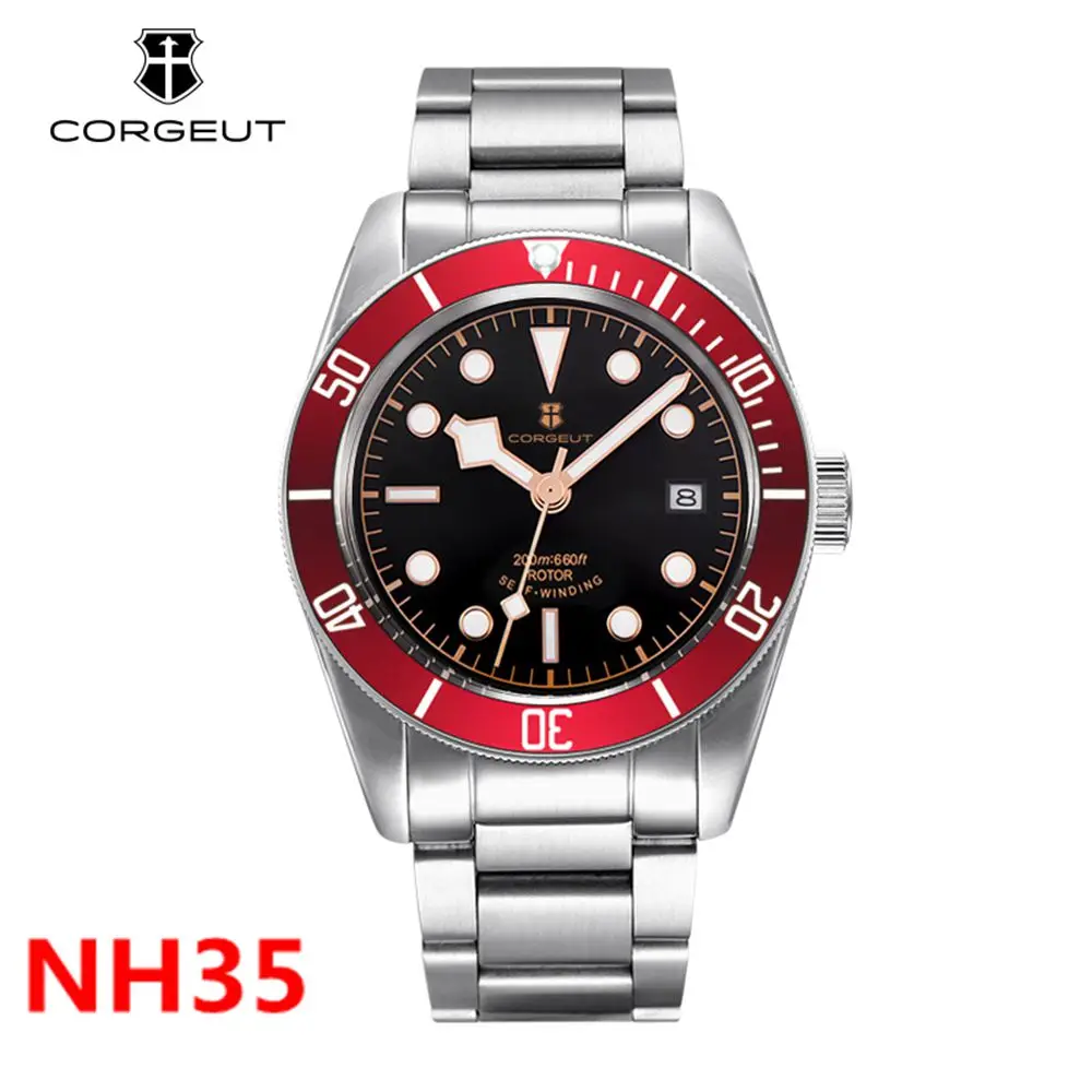 Luxury Corgeut Watch 100M Waterproof Japan NH35 Automatic Mechanical Wristwatch Full Steel Sapphire Men Watch Dress Male Clock