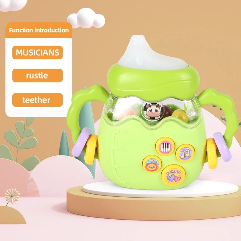 Biberón para niños, rompecabezas con sonajero, juguetes de educación temprana, chupete para niños, regalo de Navidad, agarre para recién nacido, entrenamiento, historia musical