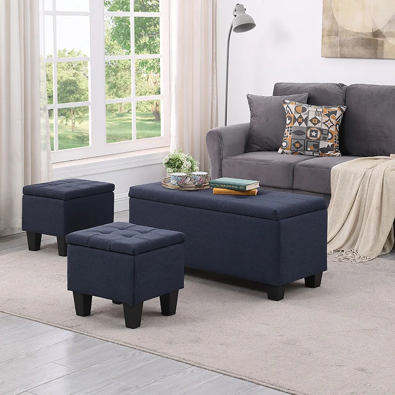 3in1 Combination Storage Ottoman Bench Set, Tufted Ottoman Linen Bench footrest for Living Room, Entryway, Hallway,  Bedroom