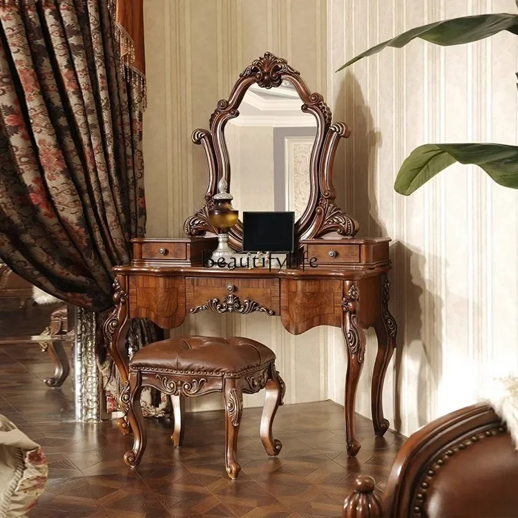 

LXEuropean all solid wood dresser American country old dressing table hotel furniture