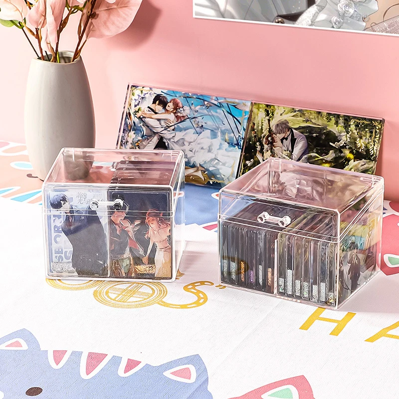 Acrylic Postcards Stickers Storage Box Rectangular Translucent Packing Box Dustproof Durable Strong Jewelry Storage Case