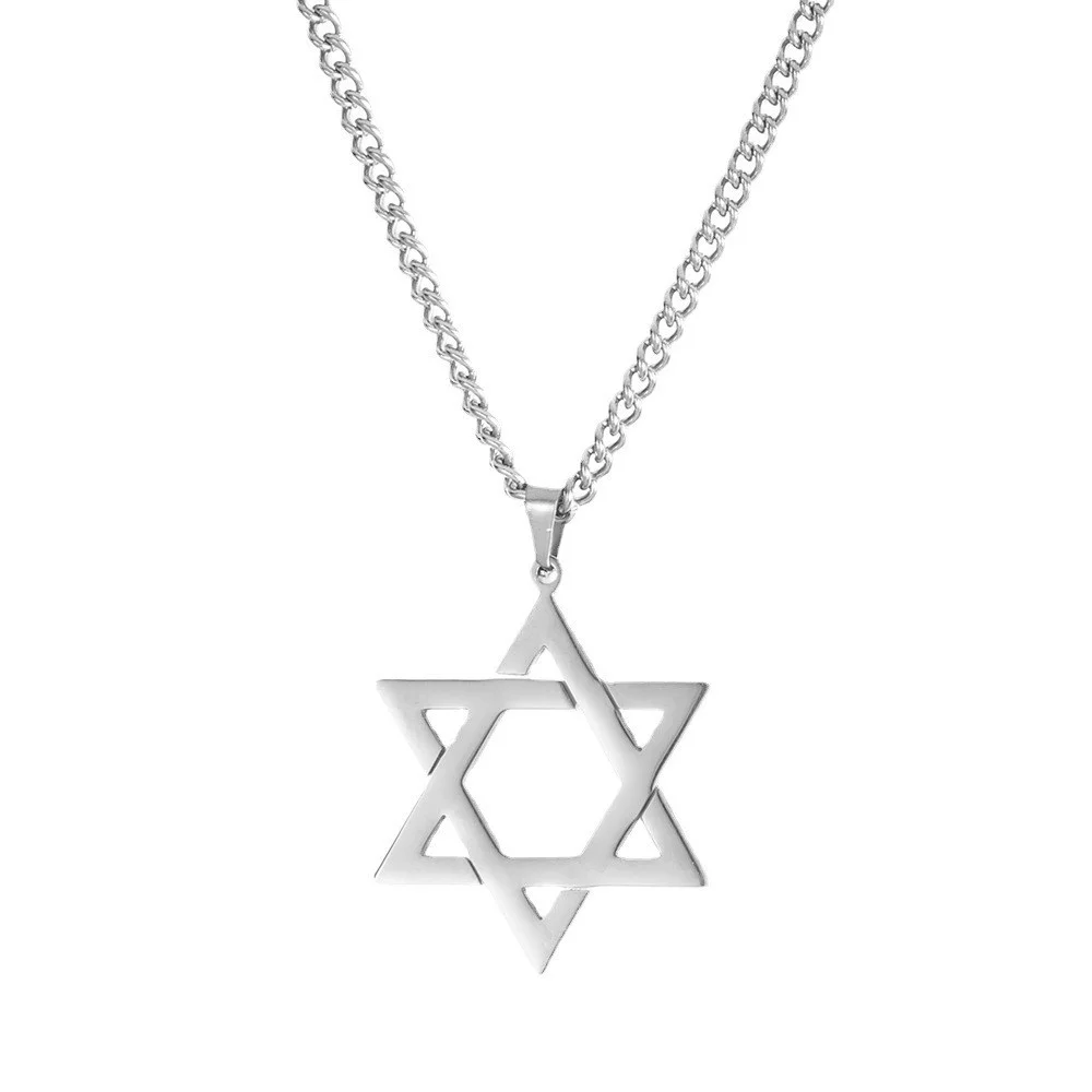 New model: six-pointed star necklace, stylish and minimalist pendant, suitable for men, women, and couples; openwork design.