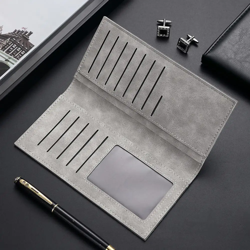 

Slim Card Wallet Men's Long Bifold Wallet with Multiple Card Slots Id Window for Daily or Business Use Stylish Clutch for Men