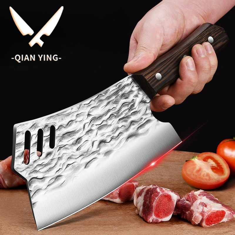 

Hand forged kitchen cutter,multi-function sharp high hardness three-hole knife,chef's special slicing knife, kitchen accessories