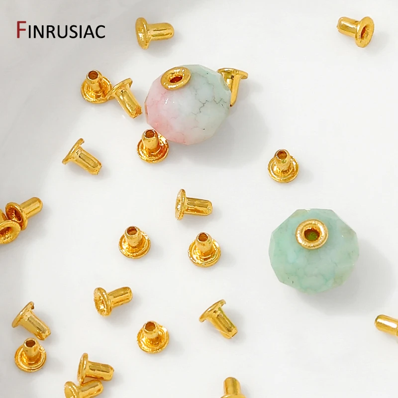 30PCS 14/18K Gold Überzogene Messing Perlen Stecker Perle Loch Stecker Kappen Für DIY Handgemachte Armband schmuck Machen Zubehör