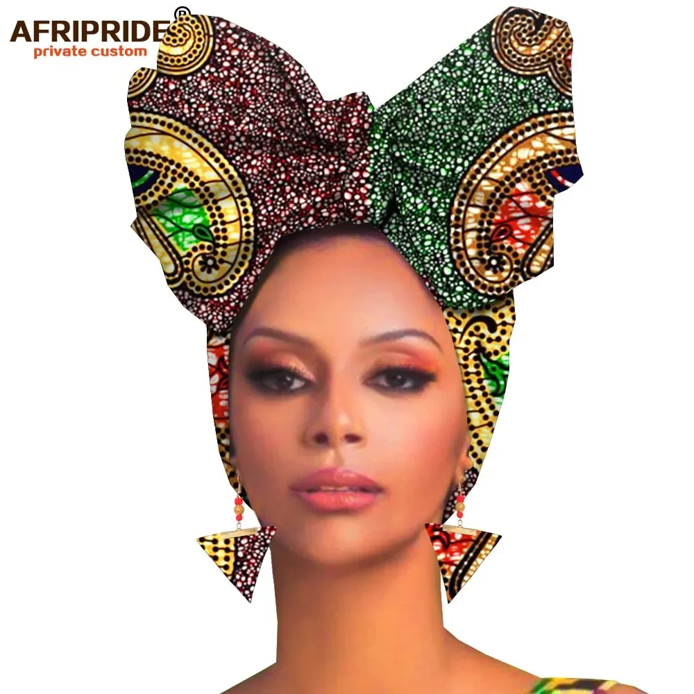 Afrika headwraps + küpe 2 parça setleri kadınlar için afrika başörtüsü ankara geleneksel headtie eşarp türban AFRIPRIDE A19H007