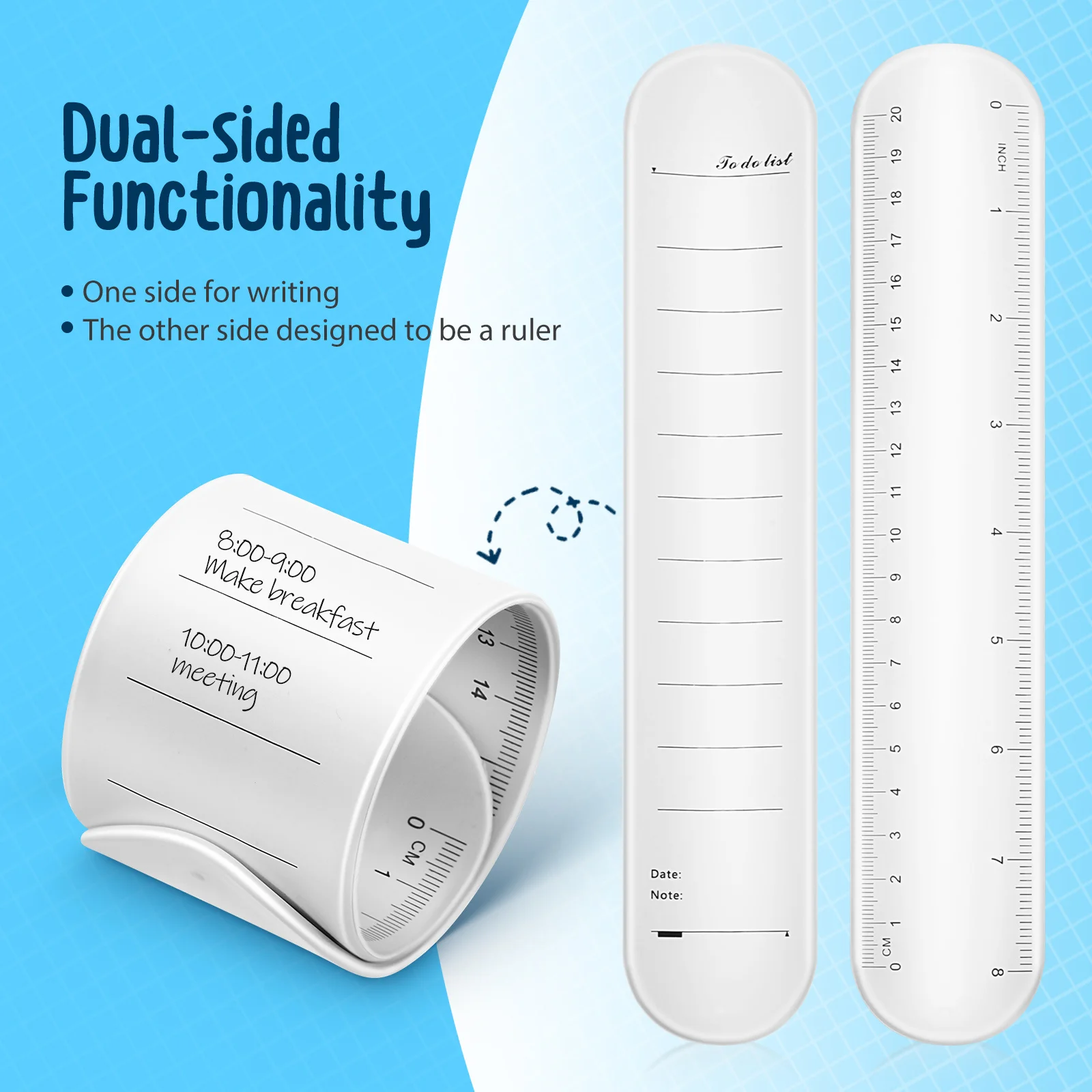 2Pcs Reusable Notes Writable Silicone Wristband Dry Erase Task Bracelet for Nurses Students Professionals Wearable Memo Pad