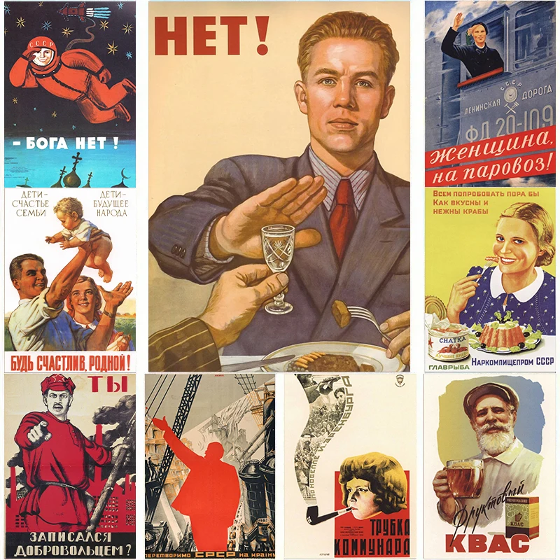 Retro Russian Propaganda Posters Print Canvas Painting Soviet Vintage Wall Art Picture For Living Room home Decoration Cuadros