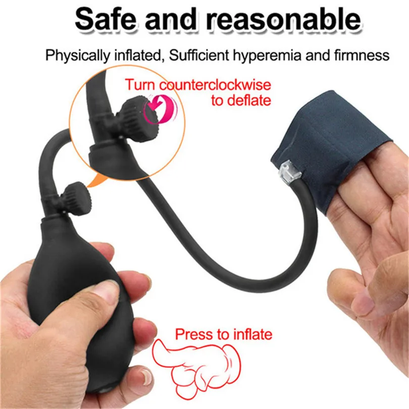 Inflatable Cock Ring Penis Massager Delay Ejaculation Cockrings Male Erection Rings Stimulate Sex Toys for Men Adult Products