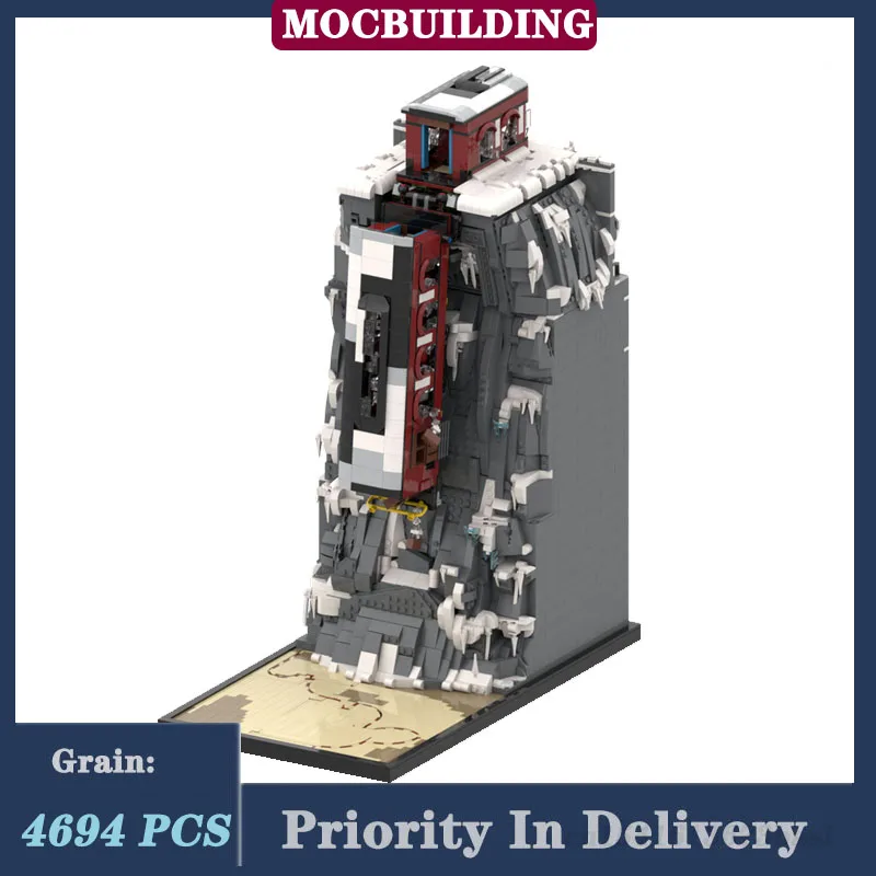 MOC City Street View Train Wrecked Diorama Model Building Block Assembly Collection Toy Gifts